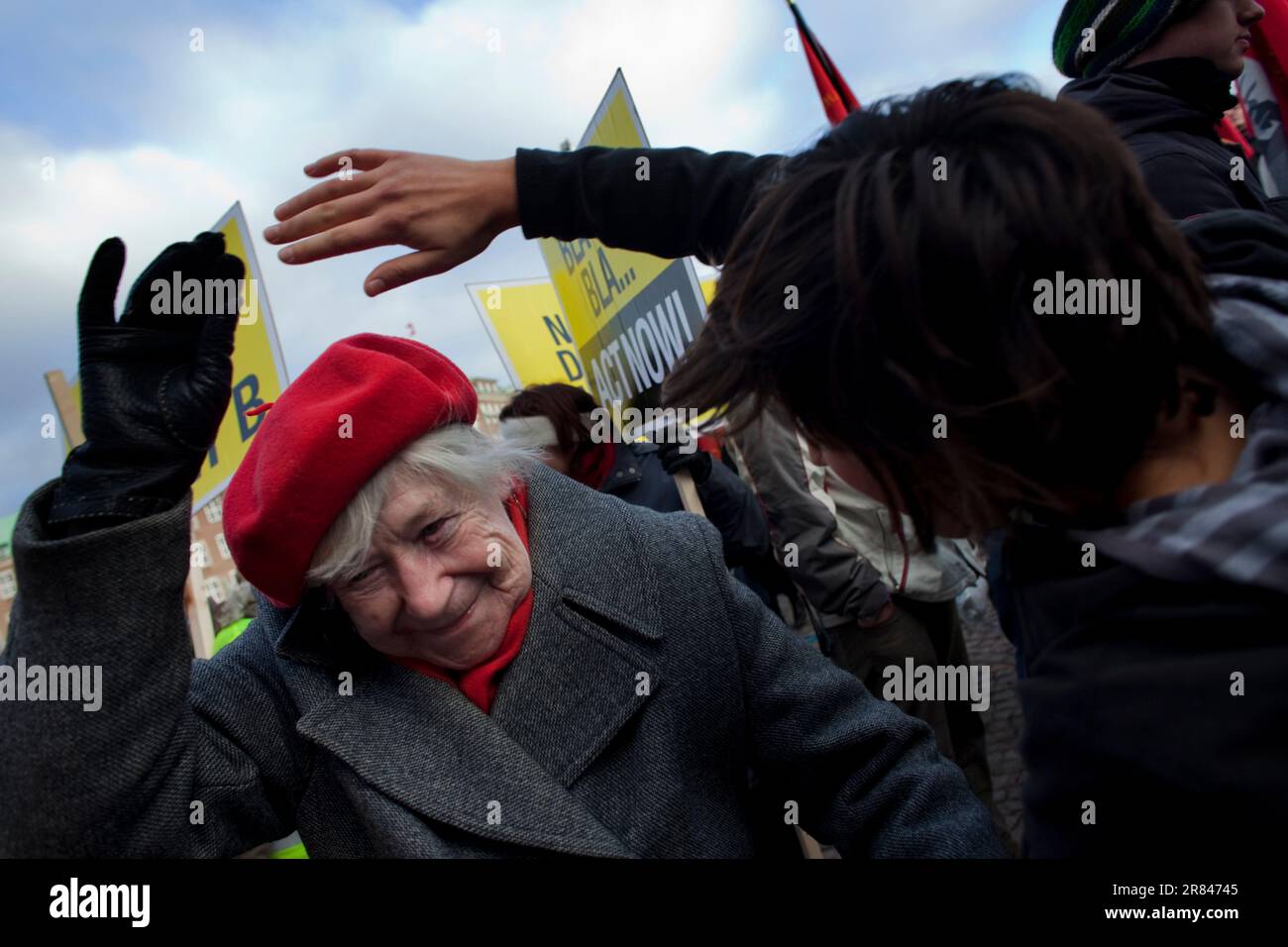 Manifestation aux négociations sur le climat à Copenhague, 2009. Banque D'Images