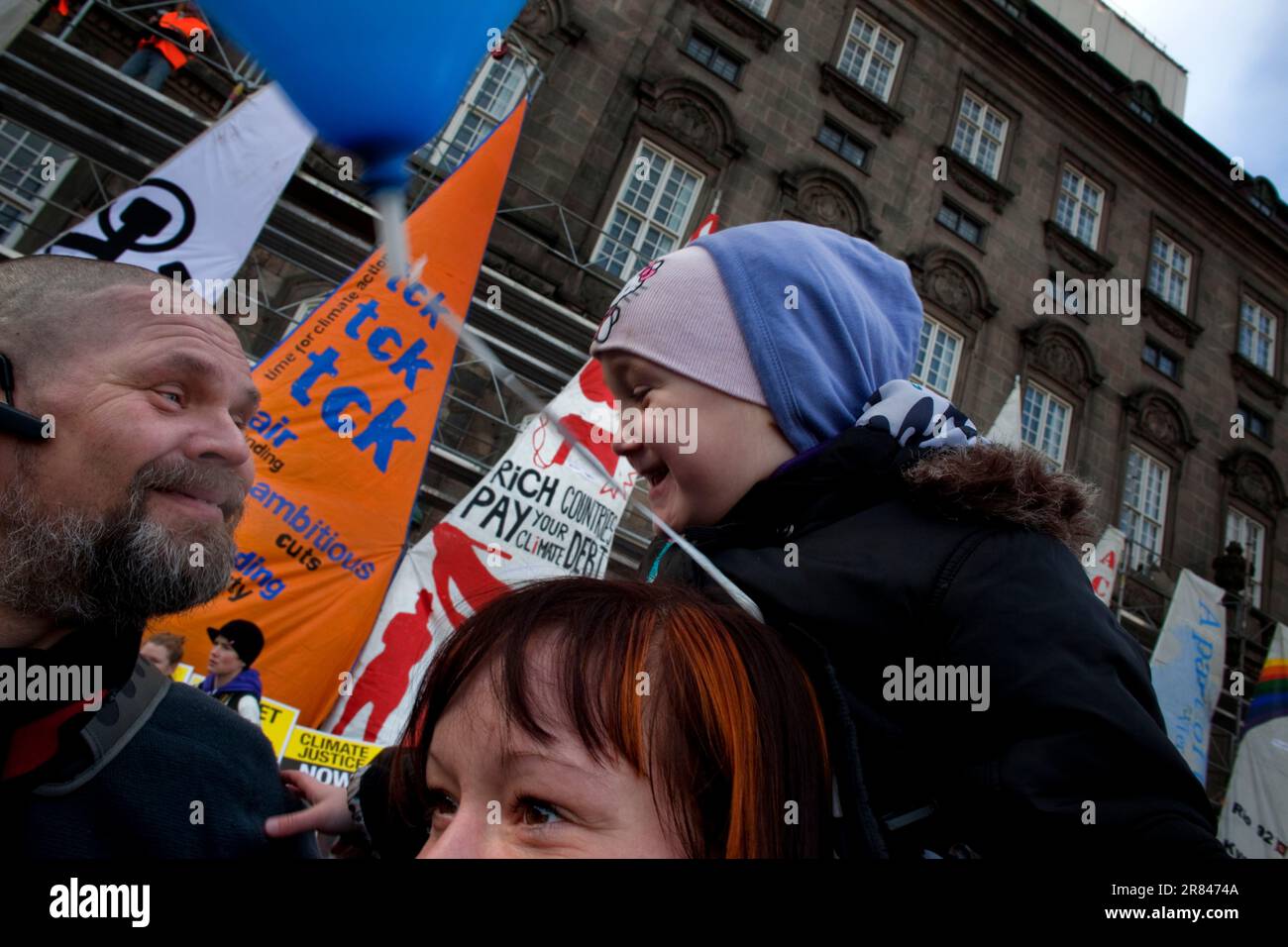 Manifestation aux négociations sur le climat à Copenhague, 2009. Banque D'Images
