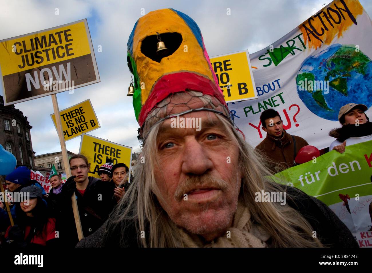 Manifestation aux négociations sur le climat à Copenhague, 2009. Banque D'Images