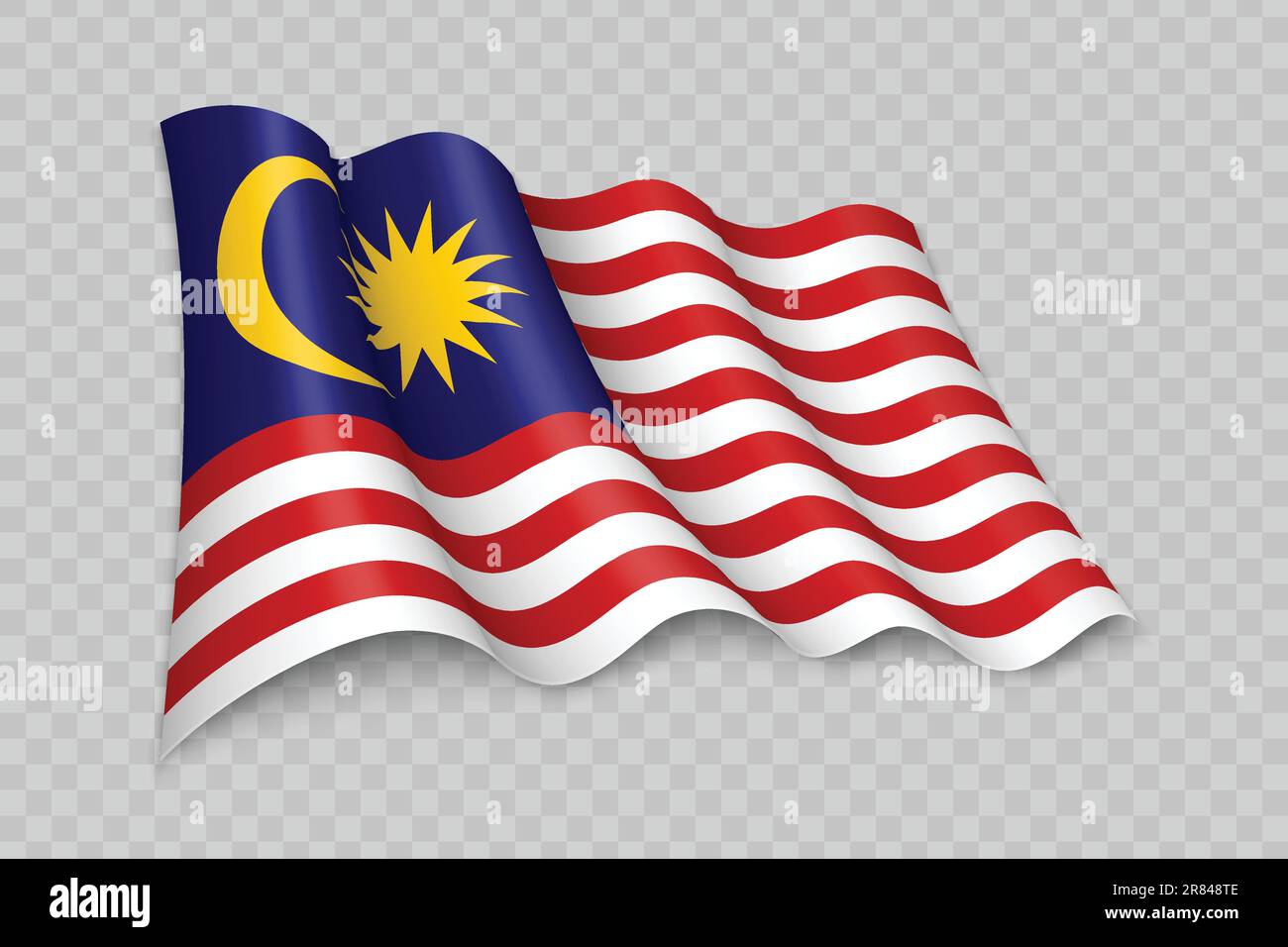 3D drapeau de la Malaisie sur fond transparent Illustration de Vecteur
