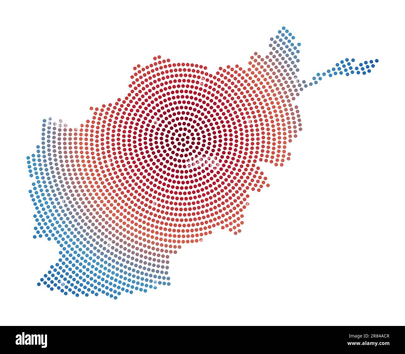 Carte en pointillés de l'Afghanistan. Forme de style numérique de l'Afghanistan. Icône Tech du pays avec des points gradués. Illustration vectorielle impressionnante. Illustration de Vecteur