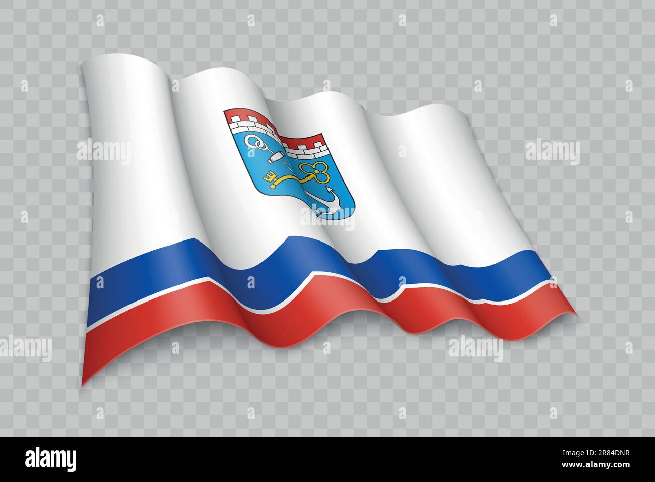 3D le drapeau de l'oblast de Leningrad est une région de Russie sur fond transparent Illustration de Vecteur
