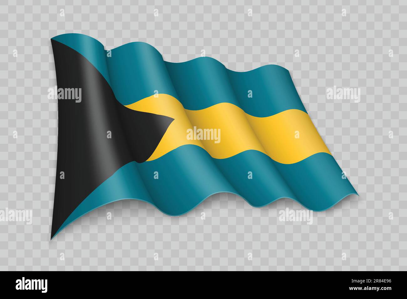 3D drapeau réaliste des Bahamas sur fond transparent Illustration de Vecteur
