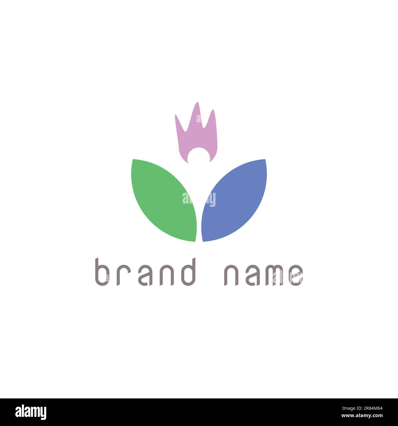 Logo abstrait sous forme de fleurs et de personnes de trois couleurs. Illustration de Vecteur