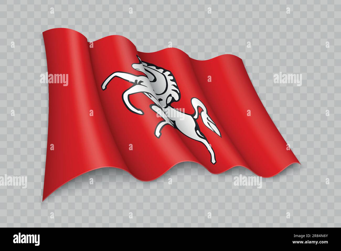 3D le drapeau de l'agité réaliste de Kent est un comté d'Angleterre sur fond transparent Illustration de Vecteur