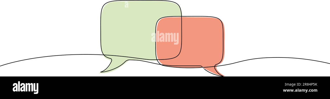 dessin d'une seule ligne en couleur continue de bulles de parole, illustration vectorielle de l'art de la ligne du concept de communication Illustration de Vecteur