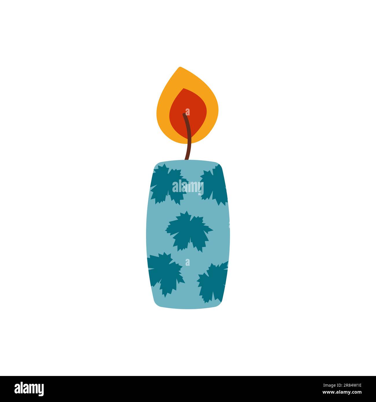 Début de la chute. Élément d'automne confortable. Bougie sur fond blanc. Chaude saison d'automne. Illustration vectorielle. Illustration de Vecteur