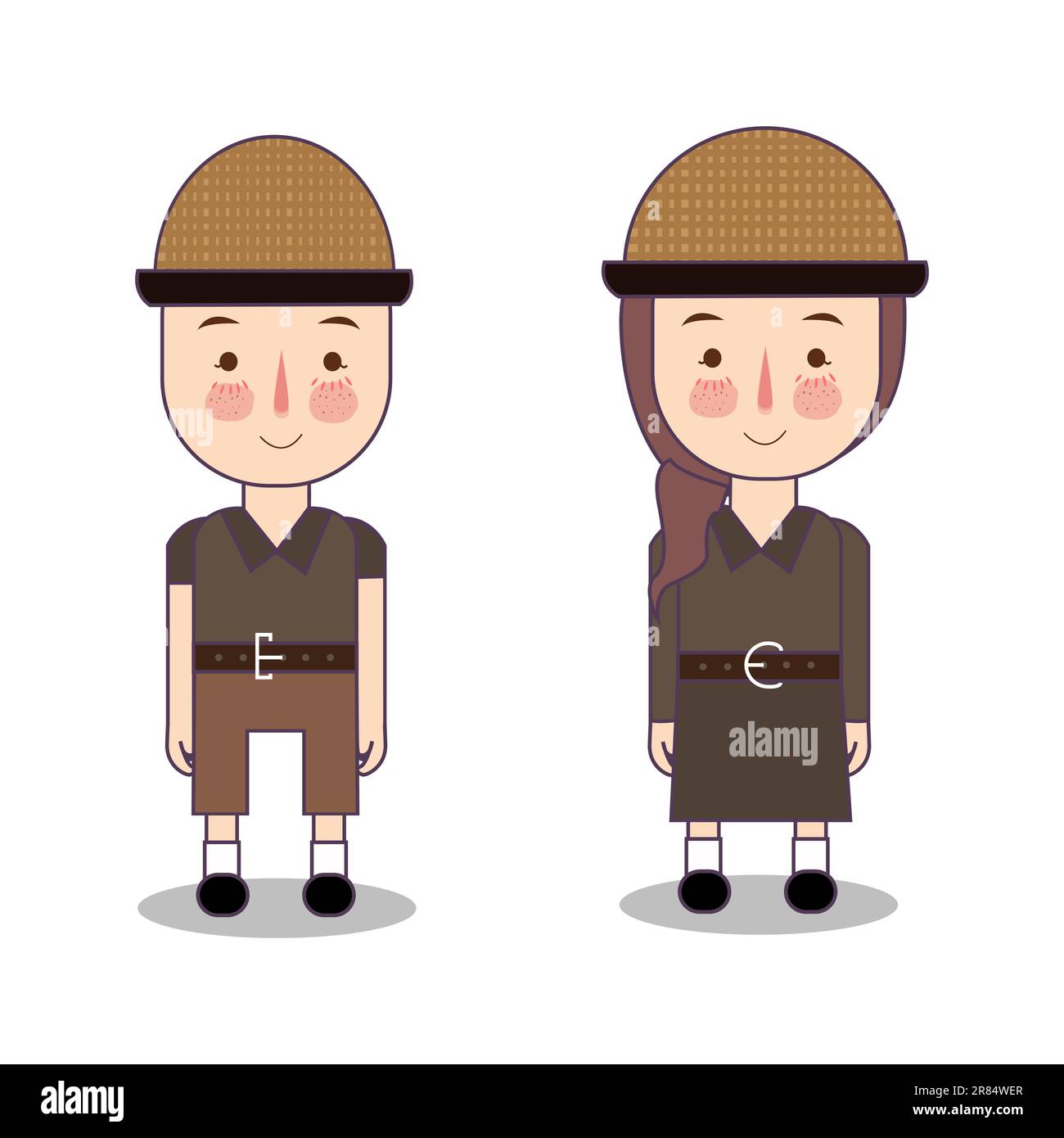 safari costume garçon et fille tourisme aventure voyage vacances explorer environnement chasseur Illustration de Vecteur