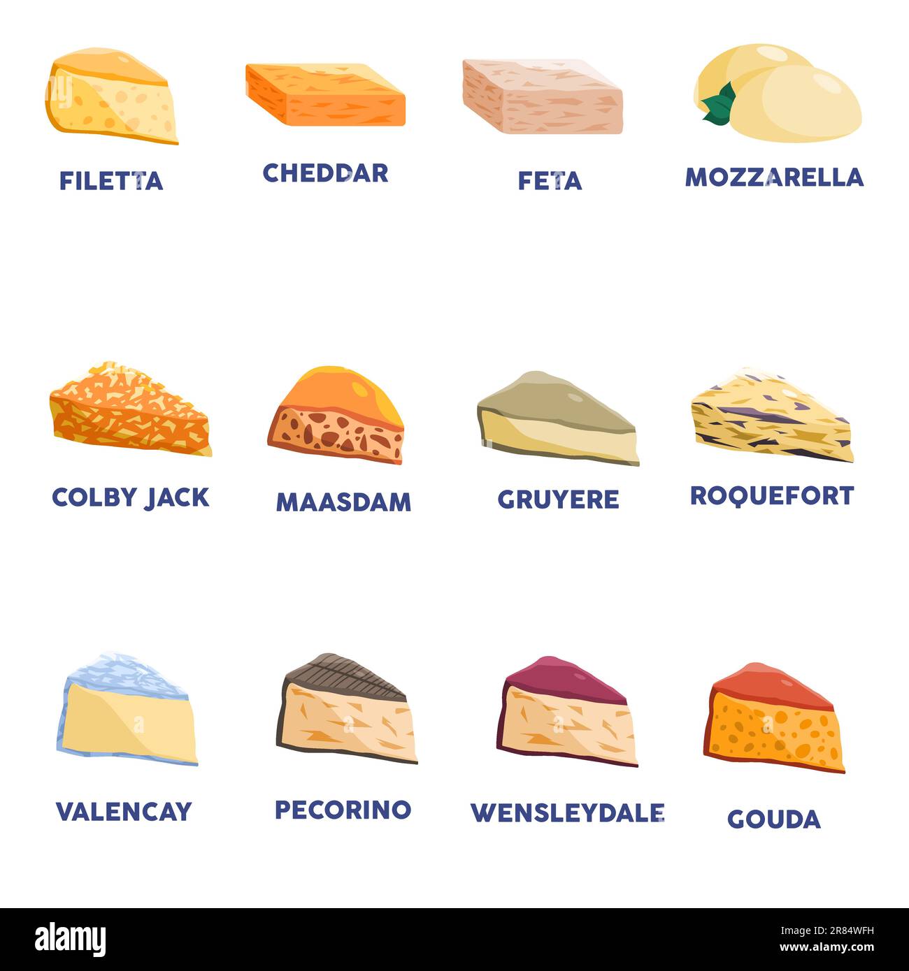 type de fromage parmesan délicieux aliments sains fraîcheur calcium savoureux plat produit laitier Illustration de Vecteur