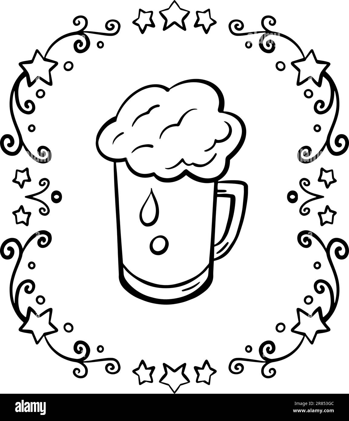 Verre de bière. Tasse de bière Vector. Bière en mousse. Oktoberfest. St. Patrick. Trèfle vectoriel. Symbole de l'Irlande. Trèfle. St. Patrick. Dessin à la main Illustration de Vecteur