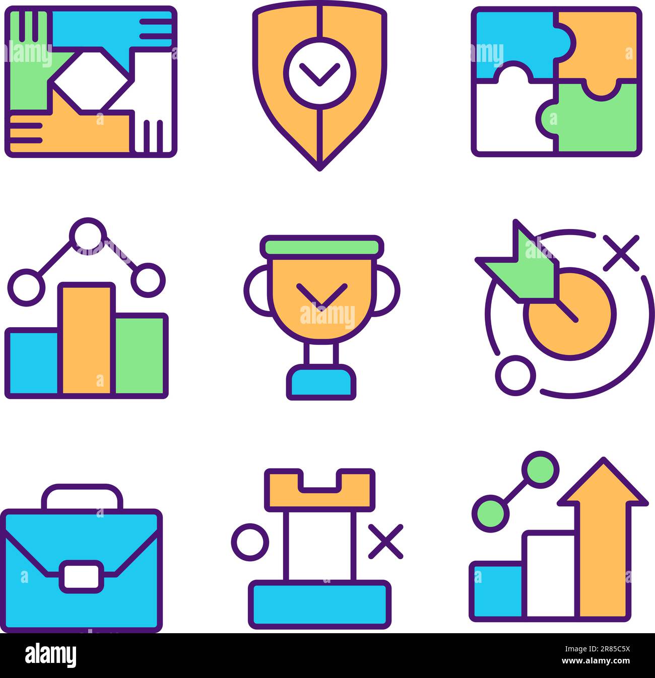 Développement commercial et coopération pixel Perfect RVB jeu d'icônes de couleur Illustration de Vecteur