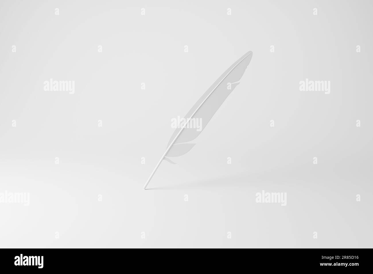 Stylo plume blanc sur fond blanc en monochrome et minimalisme. Concept de rédaction, lettres, contrats, documents et communication Banque D'Images