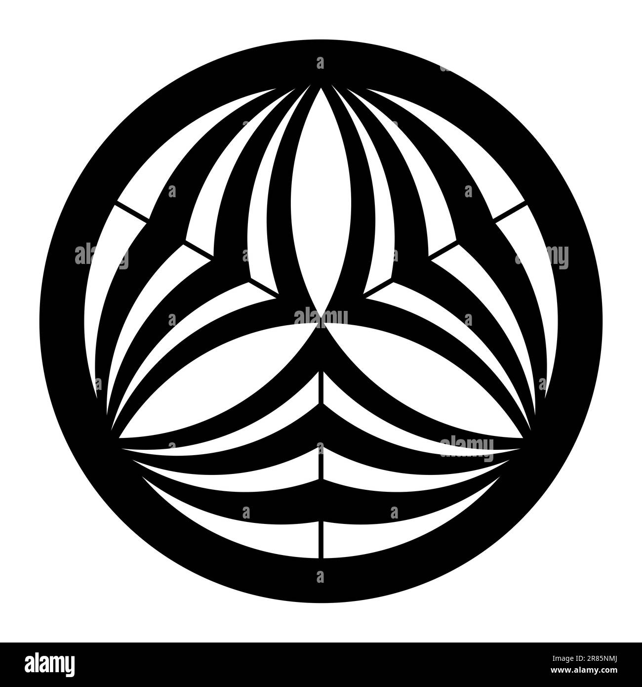 Triquetra, noeud celtique de trèfle et emblème de la Trinité. Symbole avec les ondes, comment il est utilisé pour symboliser les ondes de transmission. Rogner le motif de cercle. Banque D'Images