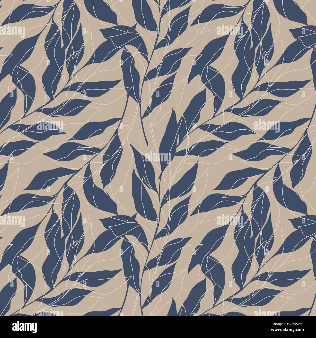 Motif sans coutures avec feuilles dessinées à la main, style boho, couleurs pastel. Illustration vectorielle Illustration de Vecteur