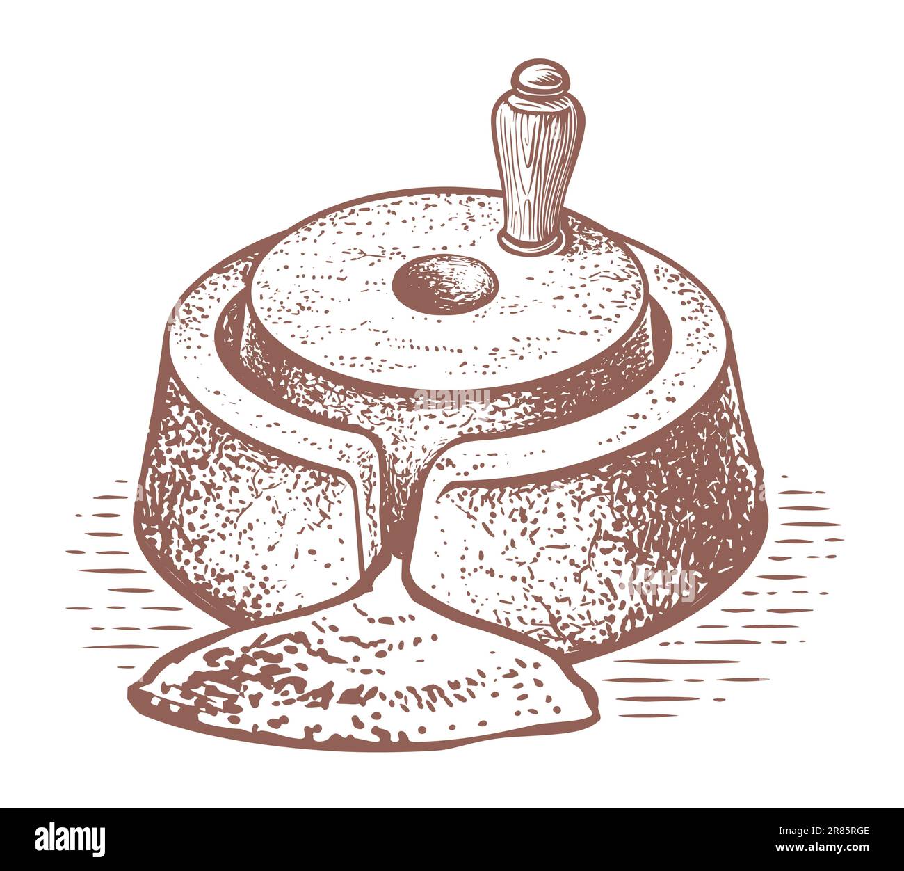 Ancienne pierre à affûter manuelle. Style de gravure. Illustration du vecteur d'esquisse Illustration de Vecteur