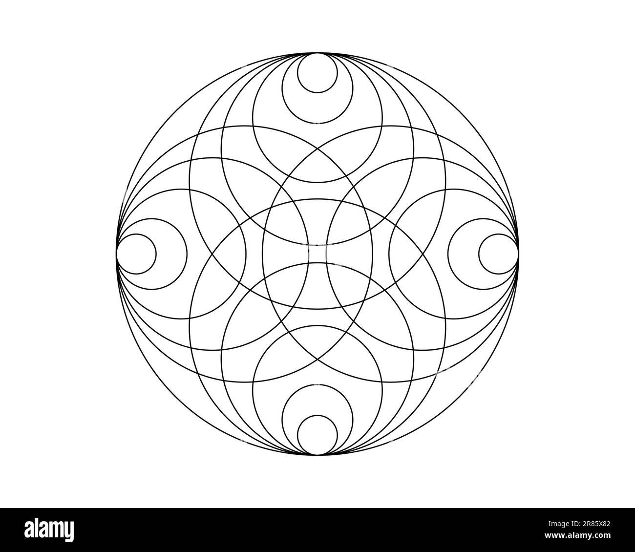Modèle de Mandala sacré pour l'impression et la couleur. Élément de conception rond isolé sur fond blanc. Motif circulaire de couleur blanche. Illustration vectorielle Illustration de Vecteur