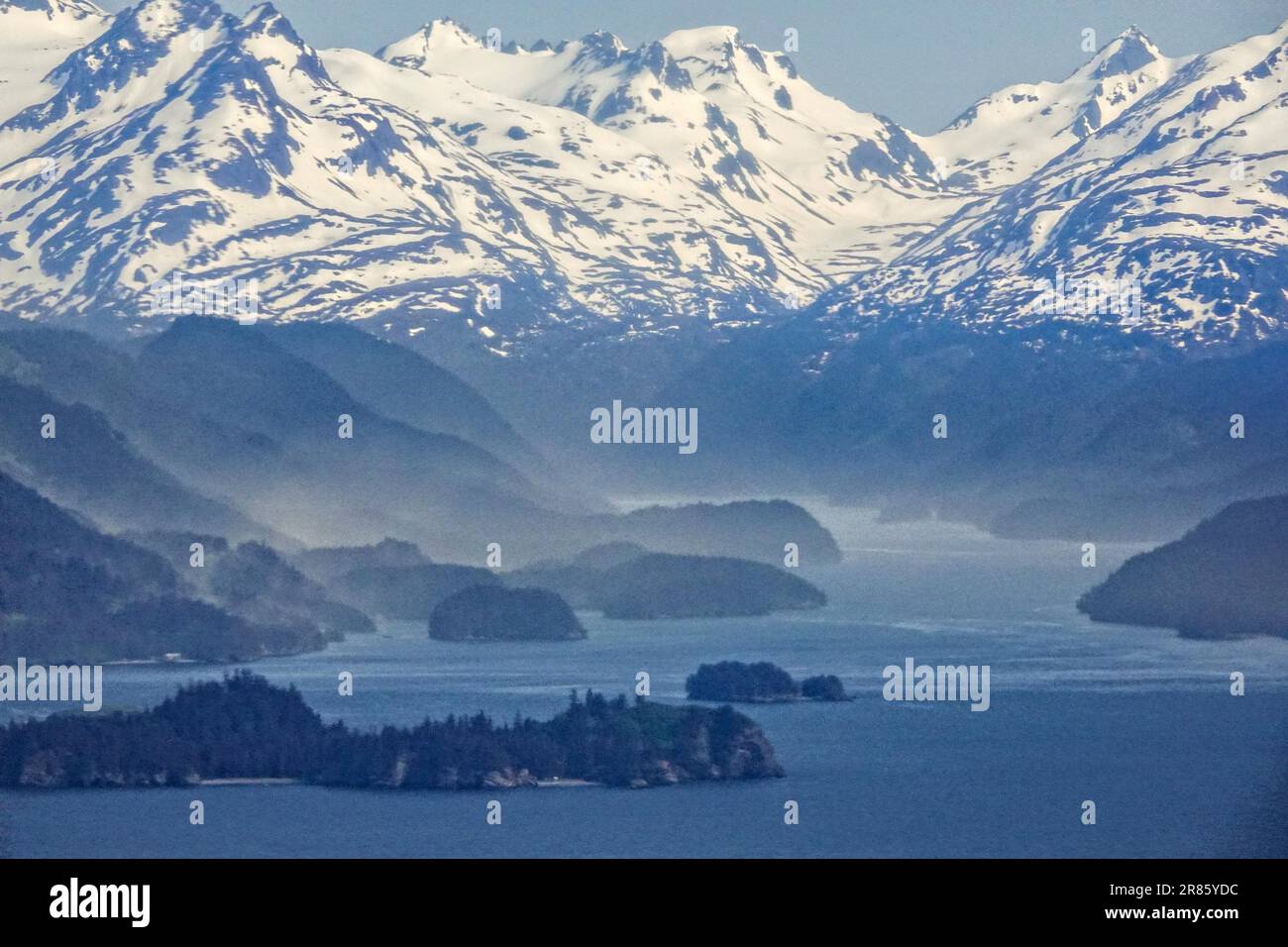 Homer, États-Unis. 18th juin 2023. Le pollen d'épinette et de bouleau s'élève comme de la fumée provenant des forêts denses et intactes de la région sauvage de la baie Kachemak, à 18 juin 2023, près de Homer, en Alaska. Un temps exceptionnellement froid a retardé le début de l'été de trois semaines, provoquant une explosion de pollen dans la partie sud de la péninsule de Kenai. Crédit : Richard Ellis/Richard Ellis/Alay Live News Banque D'Images