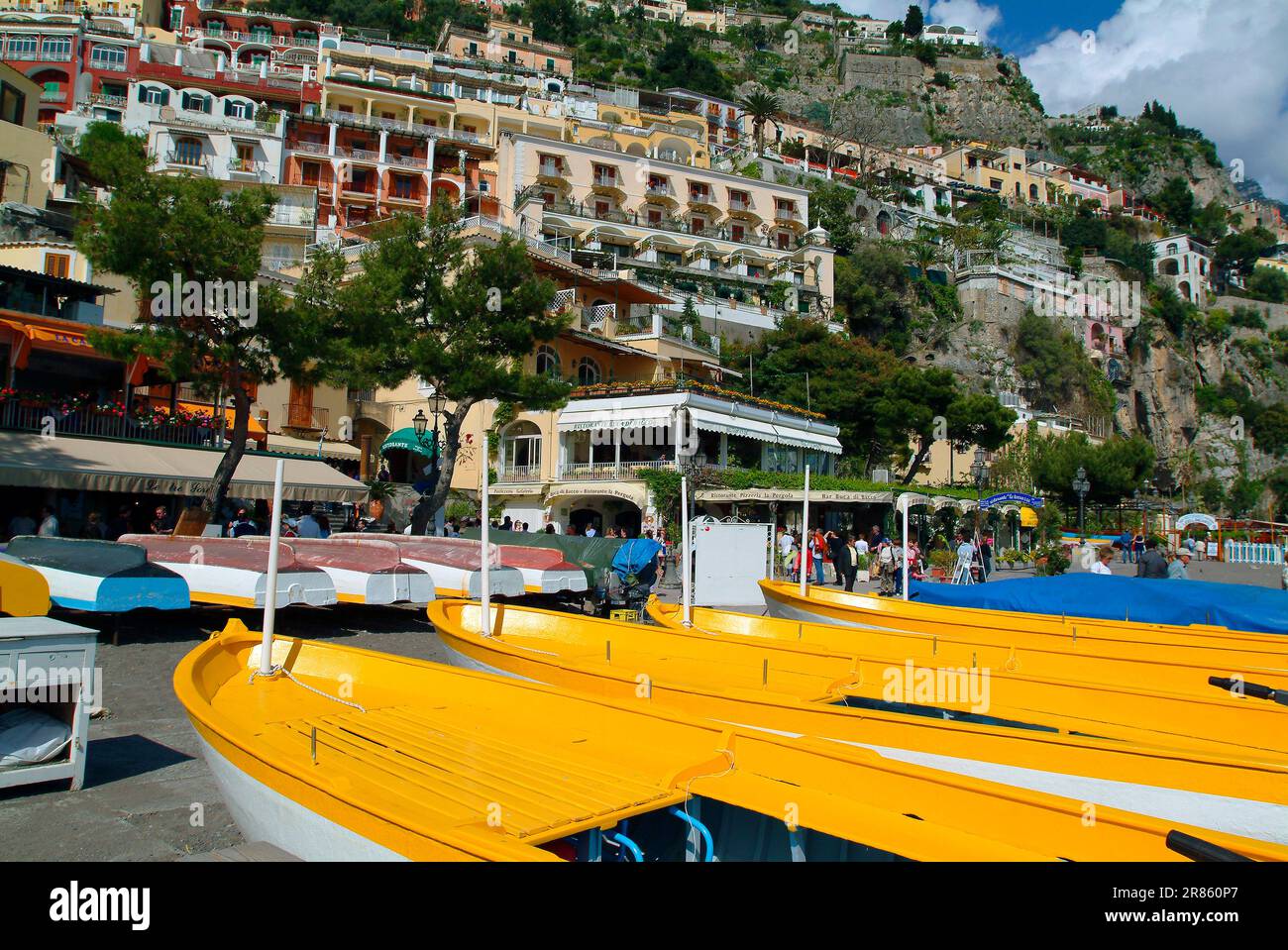 Italie Campania Costiera Amalfitana ( côte d'Amalfi )- Positano - Big Beach bateaux Banque D'Images