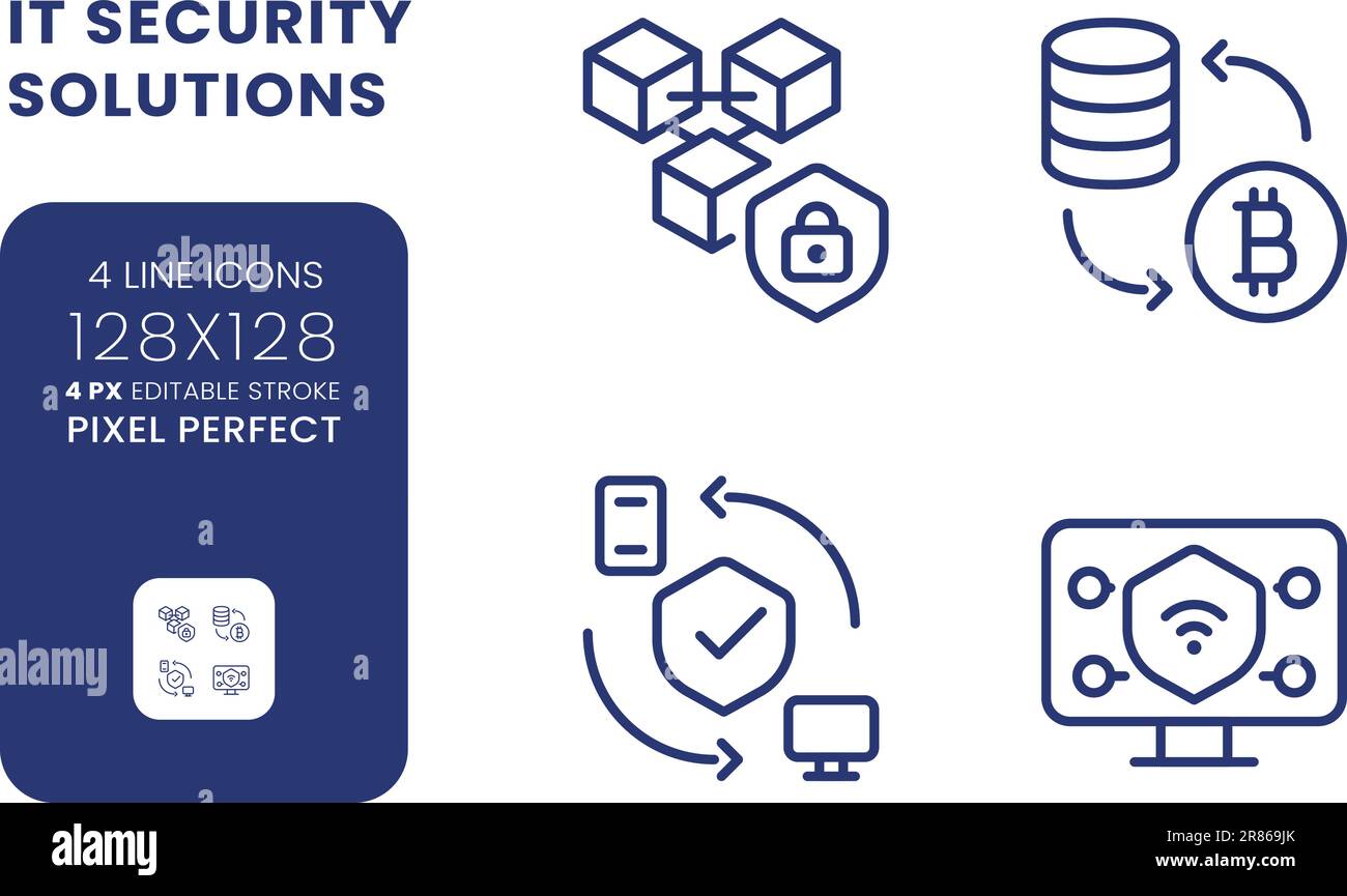 Ensemble d'icônes linéaires de bureau pour les solutions de sécurité des  données Image Vectorielle Stock - Alamy