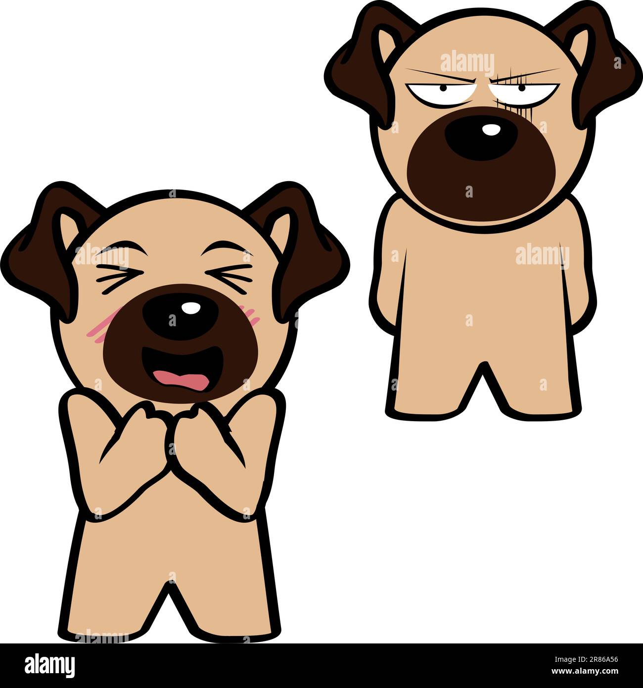 collection de packs d'expressions debout de personnages de dessin animé de chien heureux en format vectoriel Illustration de Vecteur