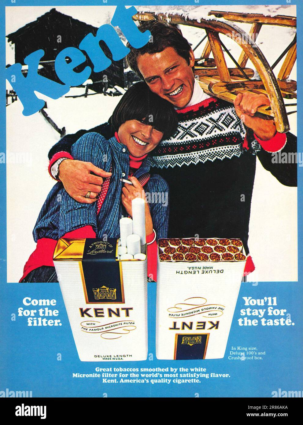 PUBLICITÉ KENT cigarettes dans un magazine 1978. Venez pour le filtre, vous resterez pour la campagne Taste Kent. Banque D'Images