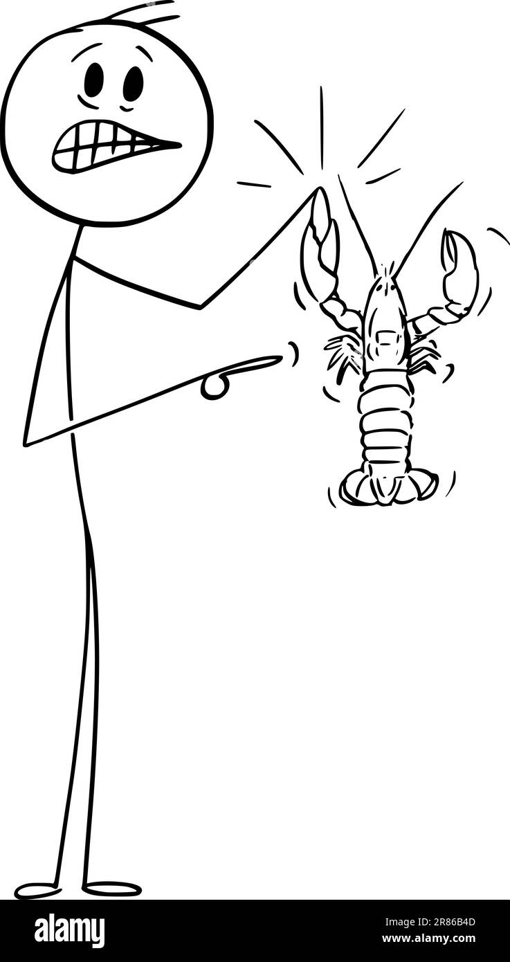 Personne tenant le homard, Vector Cartoon Stick Figure Illustration Illustration de Vecteur