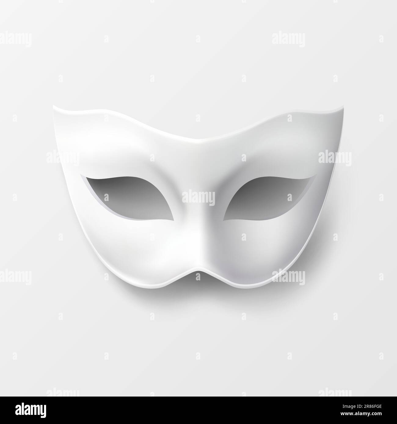 Vector 3D Realistic Blank White Carnival Vintage Mask Closeup isolé. Masque de carnaval, de fête, de mascarade. Modèle de conception pour Carnival, Party ball Illustration de Vecteur