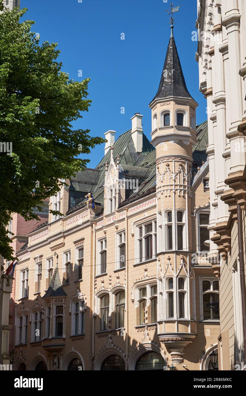 Ancien grand bâtiment de guilde à Riga, en Lettonie. Banque D'Images