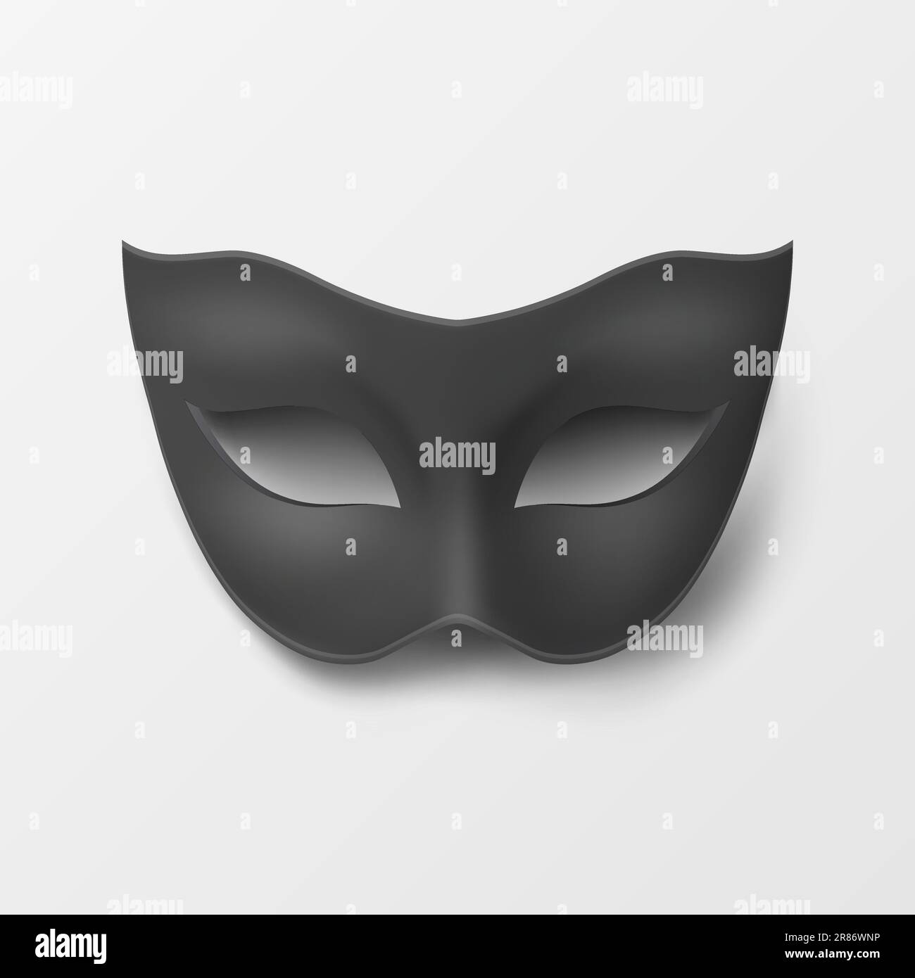 Vector 3D Realistic Blank Black Carnival Vintage Mask Closeup isolé. Masque de carnaval, de fête, de mascarade. Modèle de conception pour Carnival, Party ball Illustration de Vecteur