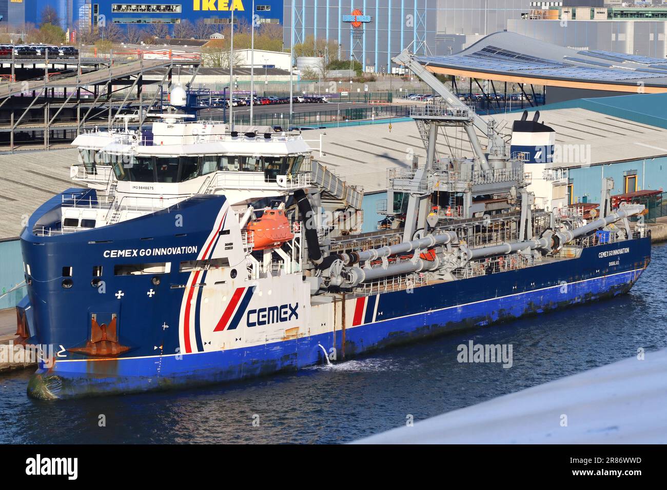 Cemex Go innovation une drague marine (MAD), utilisée pour draguer du sable et du gravier dans la mer du Nord à une profondeur de 55 mètres. Banque D'Images