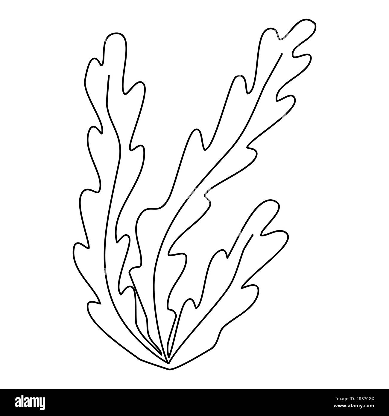 Plante aquatique de mer et d'aquarium, plantation sous-marine d'algues, dessin vectoriel plat de style doodle pour les enfants livre de coloriage Illustration de Vecteur