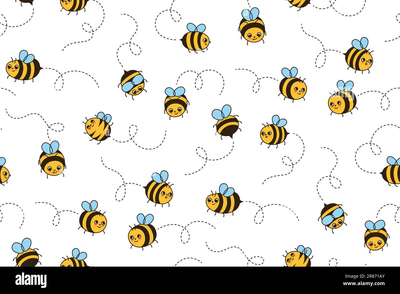 Motif de dessin animé sans couture Bee Honey. Enfants des personnages d'insectes d'abeille avec visages drôles rétro fond sans fin. Mignon été ornement comique smiley abeilles rayures répéter vecteur, illustration sans limites Illustration de Vecteur