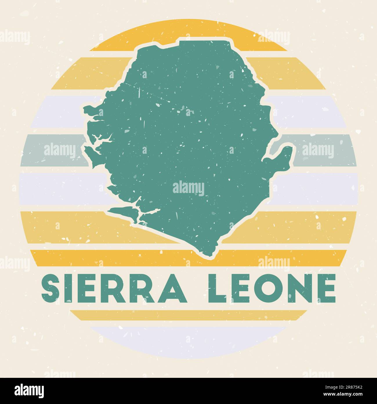 Logo Sierra Leone. Signe avec la carte du pays et des rayures colorées, illustration vectorielle. Illustration de Vecteur