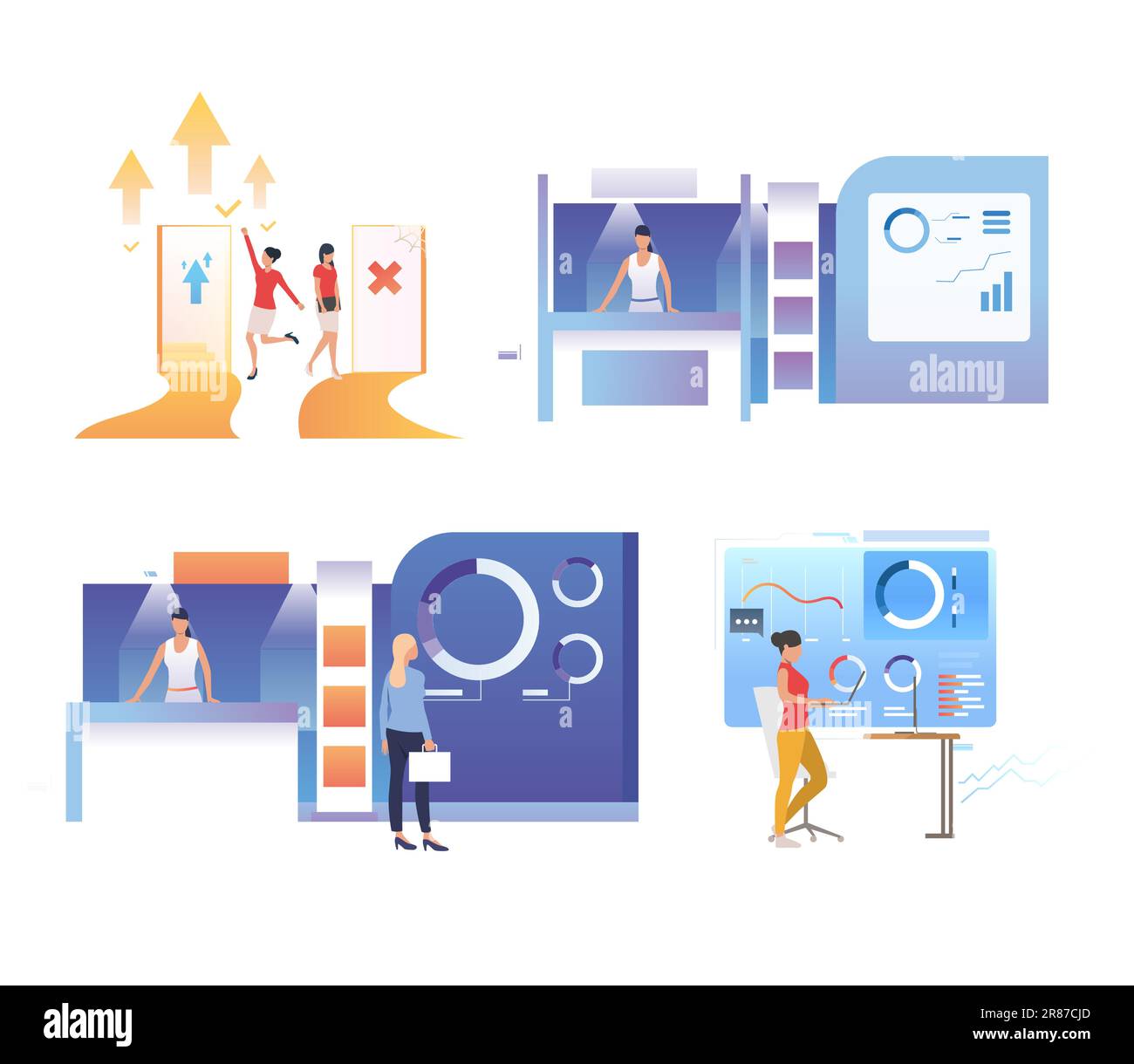 Ensemble de statistiques de partage des femmes d'affaires Illustration de Vecteur