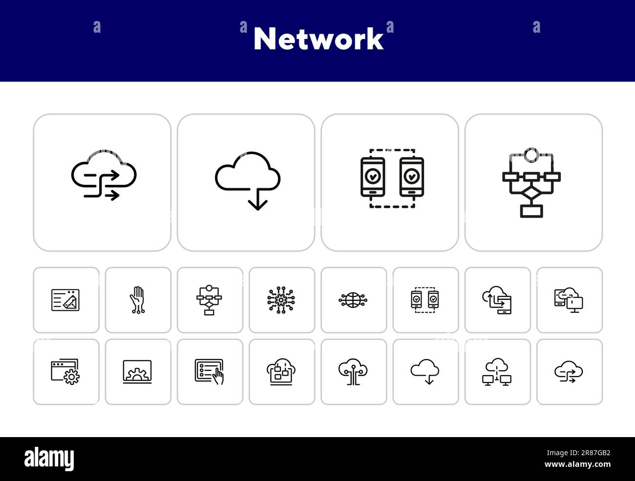 Icône de ligne réseau définie Illustration de Vecteur