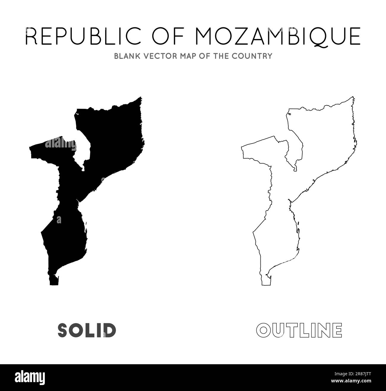 Carte du Mozambique. Carte vectorielle vierge du pays. Frontières du Mozambique pour votre infographie. Illustration vectorielle. Illustration de Vecteur