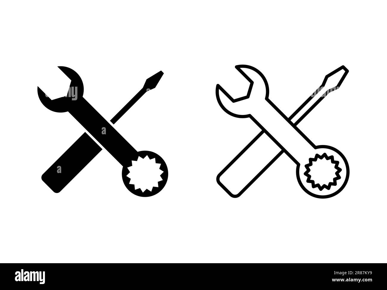 Ensemble d'icônes des outils de réparation. vecteur d'icône d'outil. définition du vecteur d'icône. Clé et tournevis. Support, Service Illustration de Vecteur