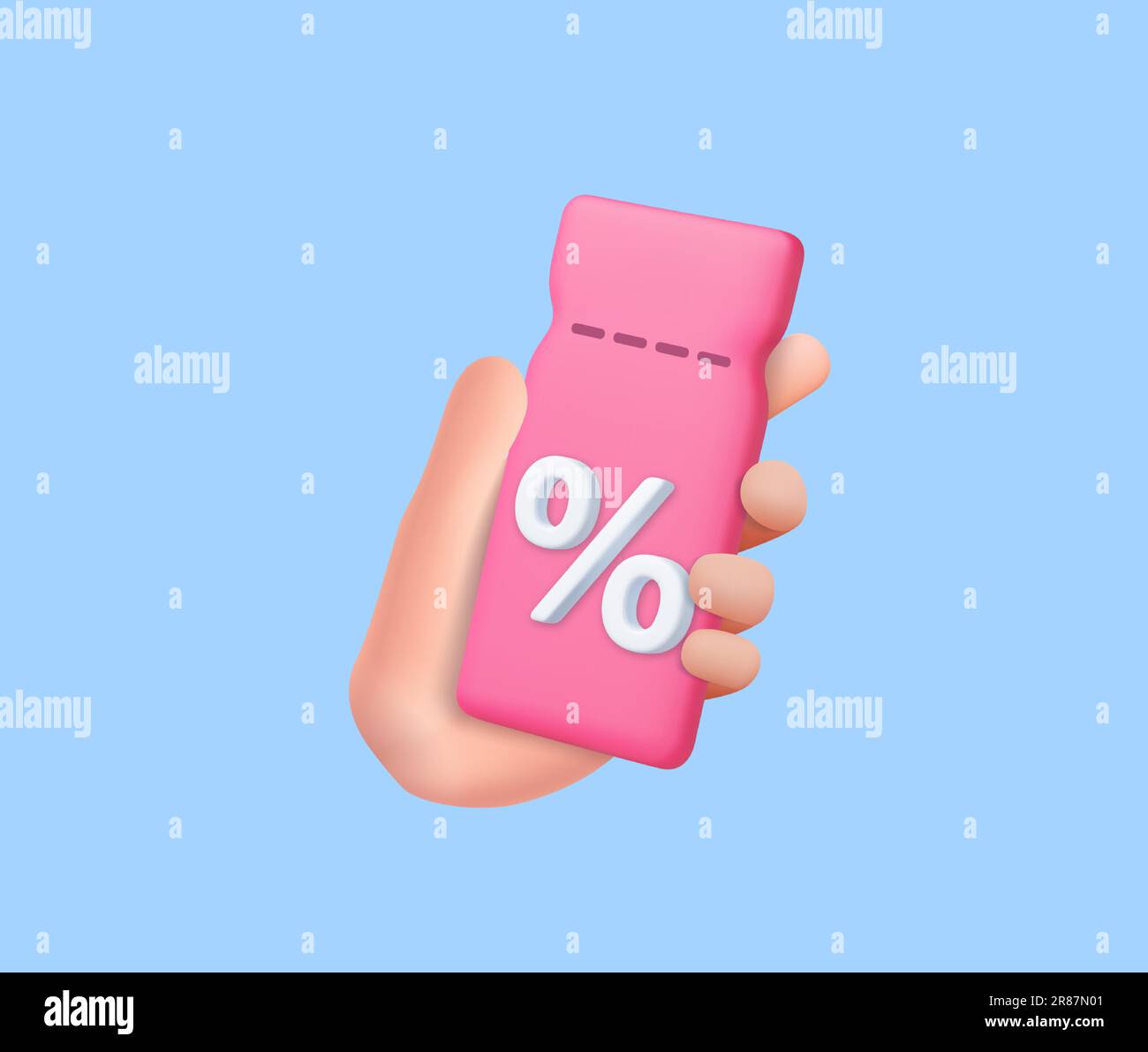 Bon de réduction pour la main de 3D avec signe de pourcentage