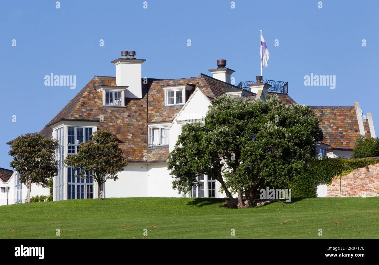 Résidence Dotcom. La résidence de Kim Dotcom, qui a été arrêtée dans le cadre d'une enquête américaine sur une violation du droit d'auteur, Coatesville, Auckland, Nouvelle-Zélande, lundi, 23 janvier 2012. Banque D'Images