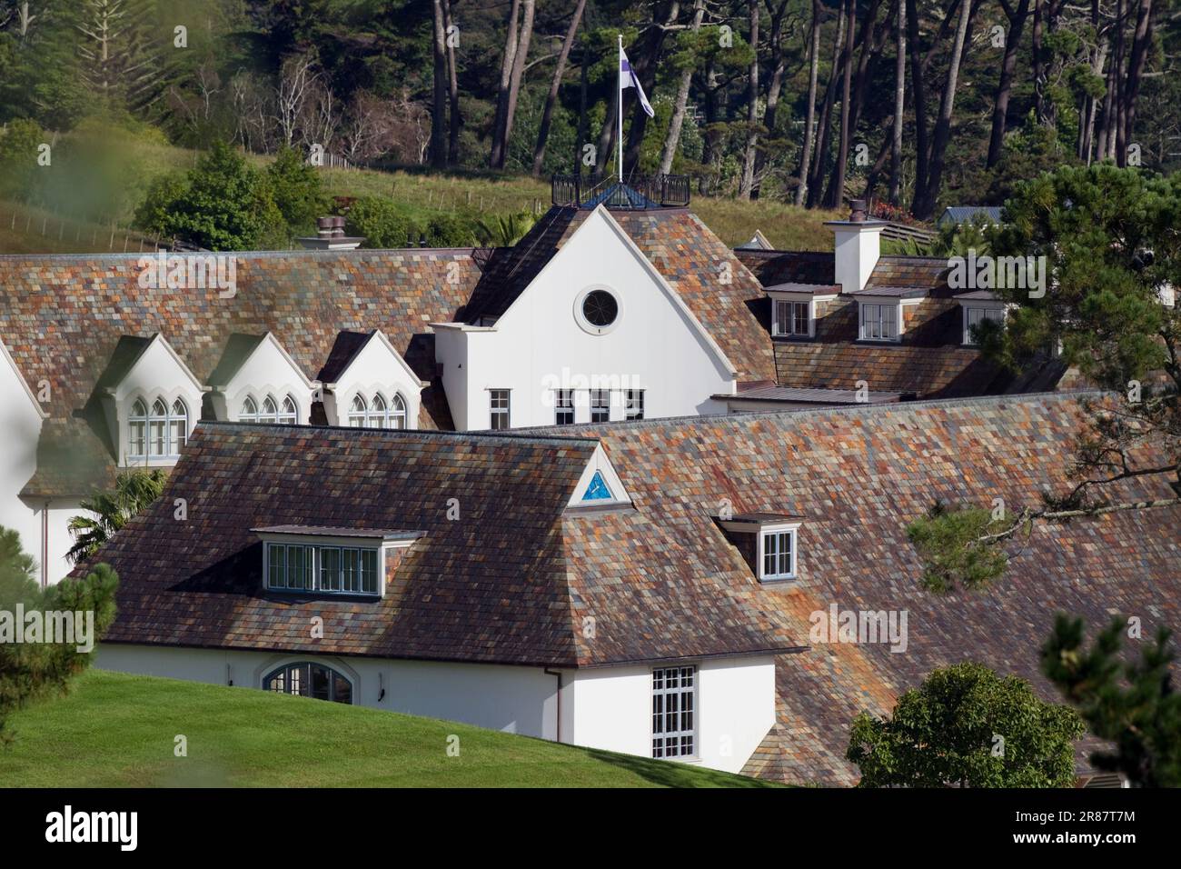 Résidence Dotcom. La résidence de Kim Dotcom, qui a été arrêtée dans le cadre d'une enquête américaine sur une violation du droit d'auteur, Coatesville, Auckland, Nouvelle-Zélande, lundi, 23 janvier 2012. Banque D'Images