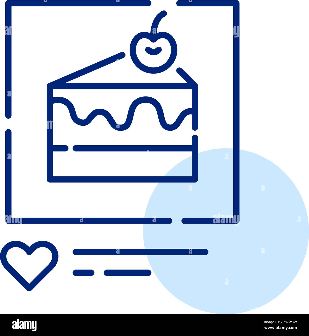 Tranche de gâteau avec glaçage et cerise sur le dessus. Passe-temps de cuisson. Un délicieux post dans le désert sur les réseaux sociaux. Icône Pixel Perfect Illustration de Vecteur