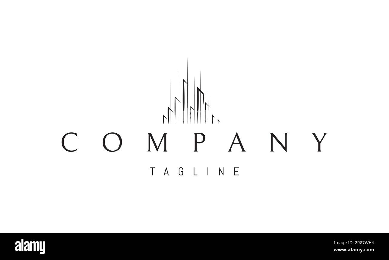 Logo vectoriel sur lequel une image abstraite d'une ville de haute technologie dans un style linéaire. Illustration de Vecteur