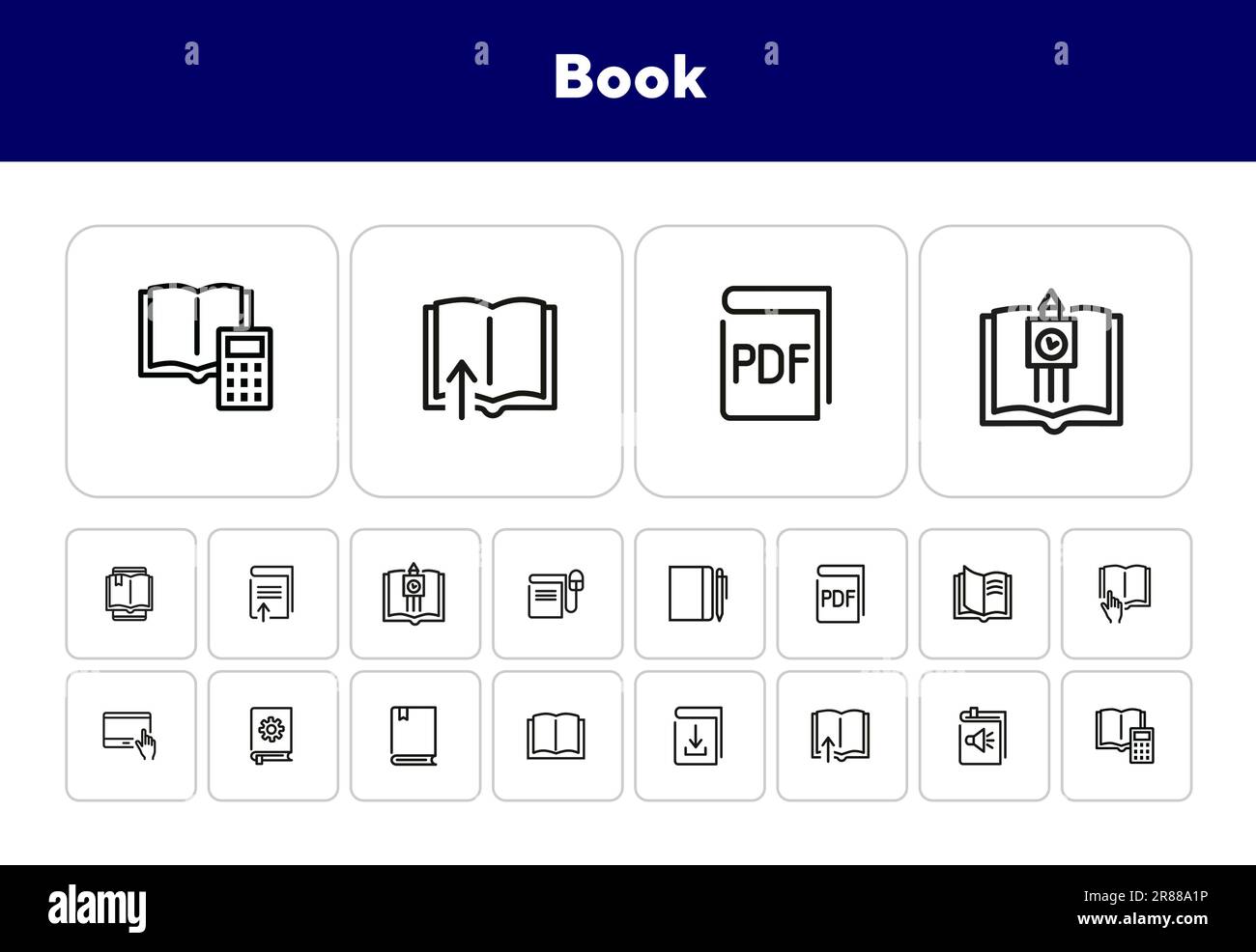 Jeu d’icônes de livre Illustration de Vecteur