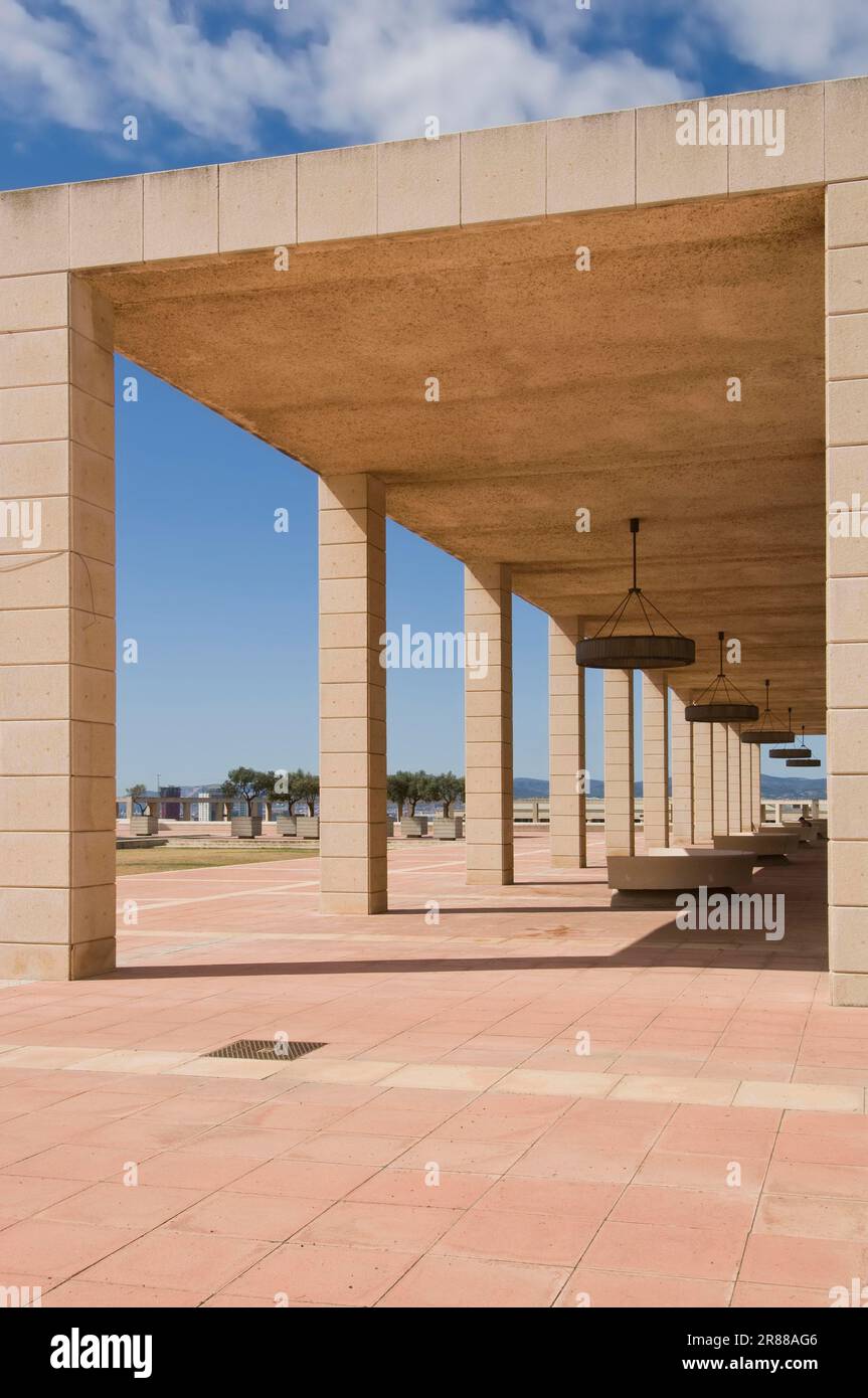 Esplanade Palau Sant Jordi, Montjuic, Barcelone, Catalogne, Espagne Banque D'Images