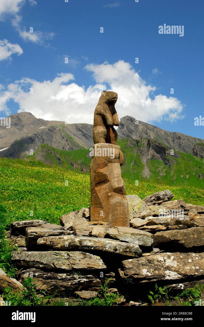 Sculpture marmotte, Grindelwald, Oberland bernois, Suisse Banque D'Images