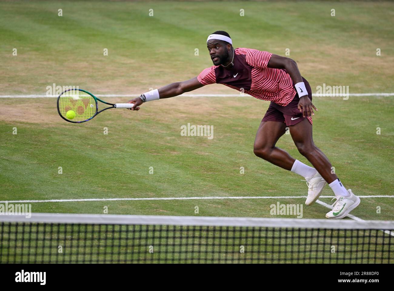 Frances Tiafoe USA convertit son point de match pour gagner le titre, action, tennis, BOSS Open 2023, Weissenhof, Stuttgart, Bade-Wurtemberg, Allemagne Banque D'Images