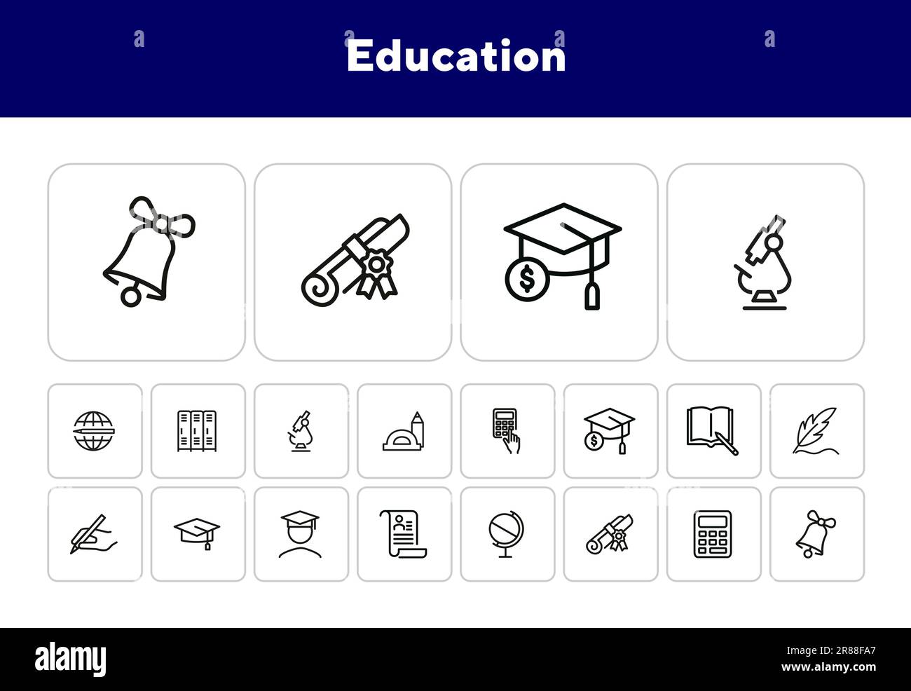 Jeu d'icônes de ligne d'éducation Illustration de Vecteur