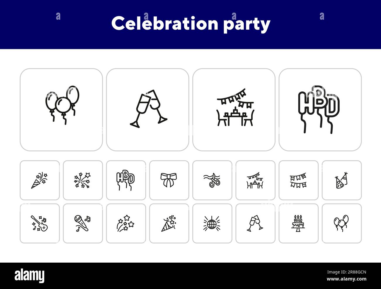 Jeu d'icônes de la ligne Celebration Party Illustration de Vecteur