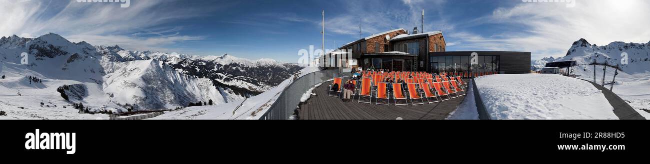 Fellhorn Kanzelwand ski Resort Winter Panorama Kleinwalsertal Autriche Banque D'Images