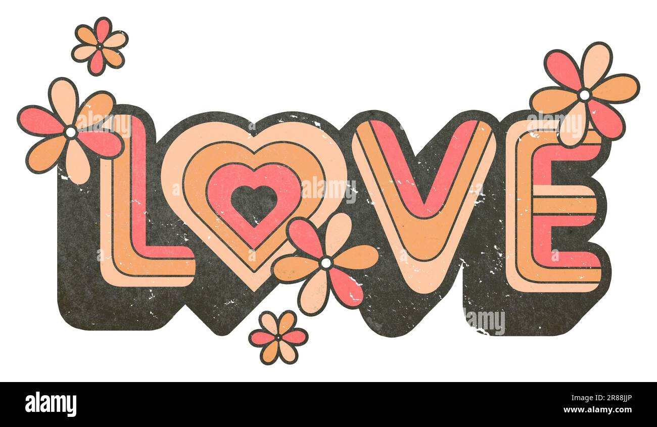 Illustration de la conception graphique de l'amour rétro Banque D'Images